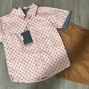 Ben Sherman Toddler Boys 2-Piece Outfit Set | Shirt + Shorts | 24M | NWT